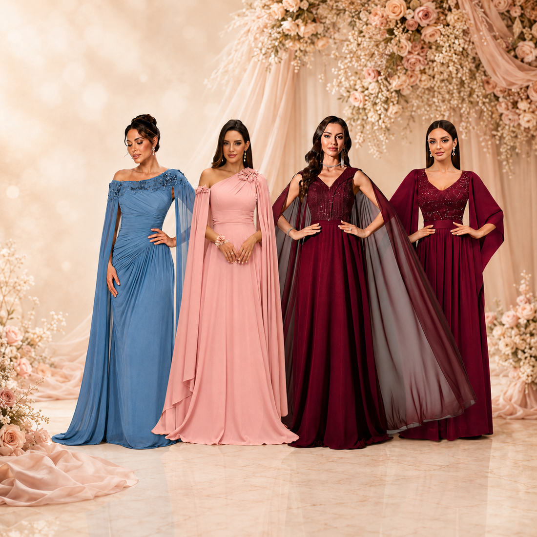 Vestido de Madrinha com Capa: O Toque de Fluidez e Sofisticação que Está Dominando os Altares